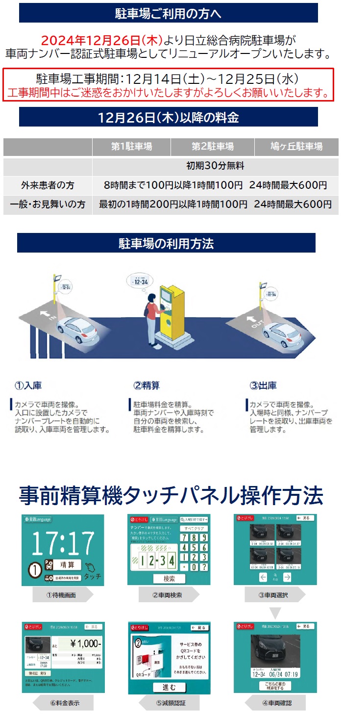 駐車料金のご案内