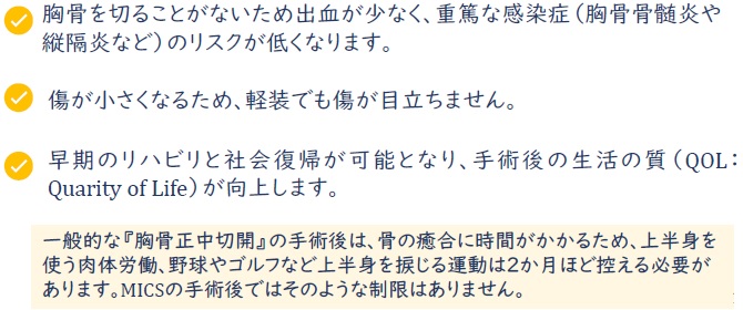 低侵襲心臓手術のメリット