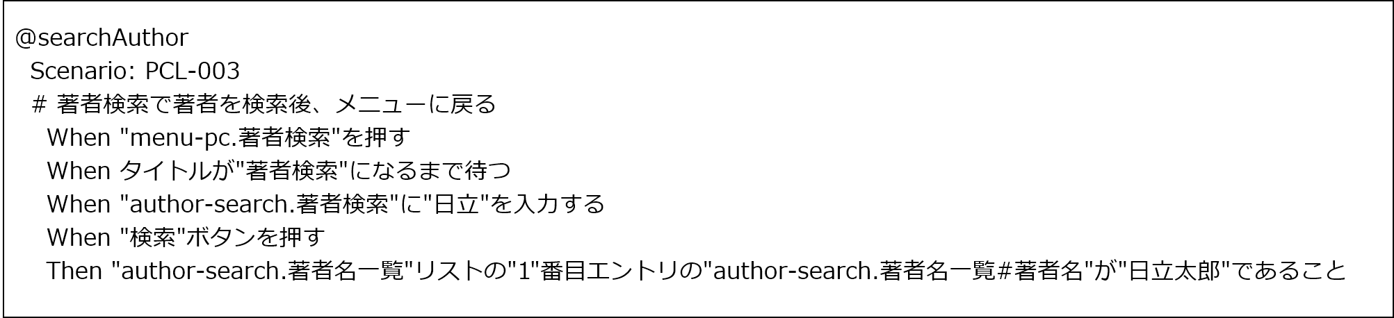 テストシナリオの例